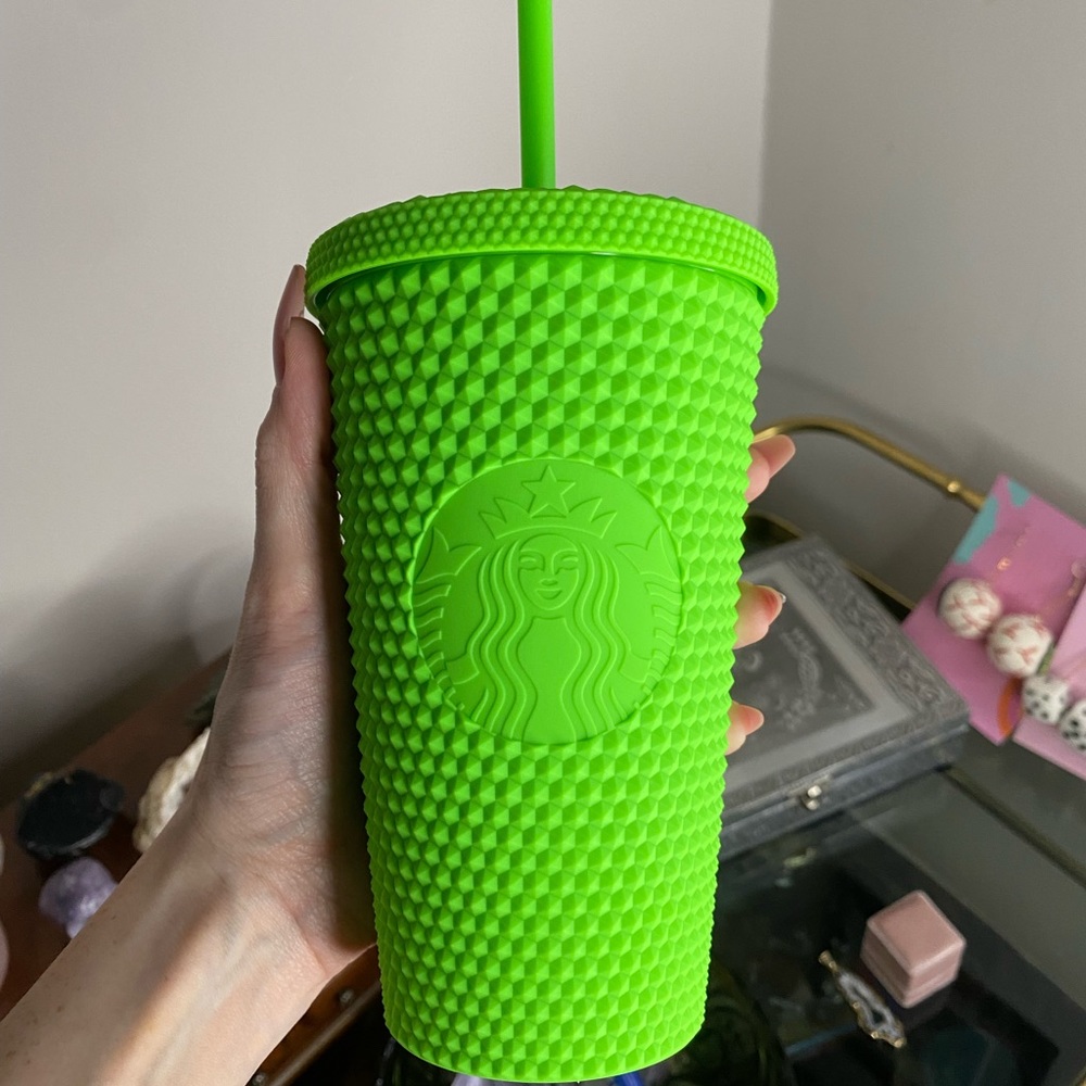 NWT Starbucks neon green grande studded tumbler